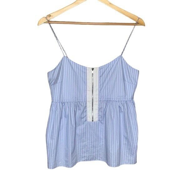 NWT Elizabeth & James Eloise Tank Blue White Striped Poplin Tank Size Medium - Picture 1 of 9